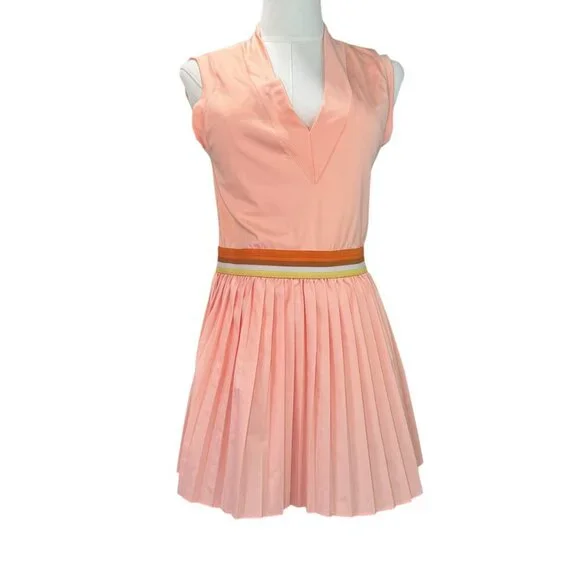 Free People Movement Sleeveless Pleated Tennis Dress Peach Pink Size M  V-Neck